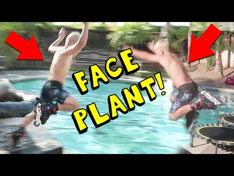8 YEAR OLD KID DOING EXTREME SPORTS AND JUMPS INTO POOL