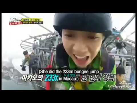 Bungee jumping , Nevis Swing,  Paragliding,  Extreme sports performed by Jihyo Running man