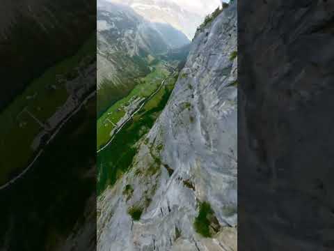 BASE jump in Lauterbrunnen Via ferrata onesie power 😳🪂🇨🇭 #extreme #basejump #skydive #adrenaline