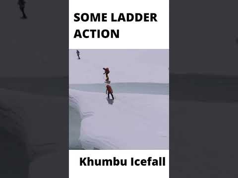 Khumbu Icefall ladder crossing 😆 #shorts #everest