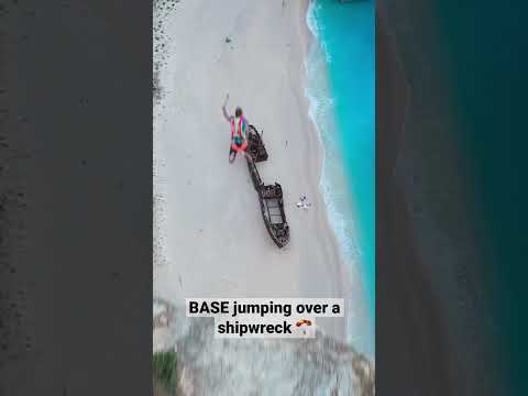 BASE jumping at Shipwreck Beach, Greece. follow @Captain Manicorn for more #extremesports #adventure