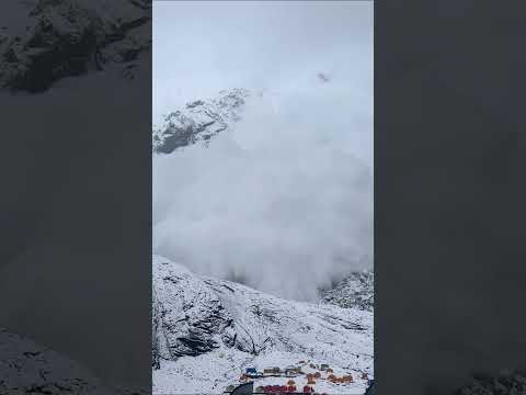 Massive Avalanche wipes out Manaslu Base Camp