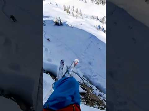 fun cliff into powder! #skiing #extremesports