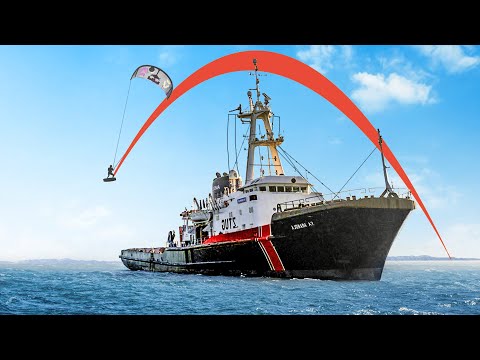 Kiteboarders Try To Jump Over MASSIVE Ship