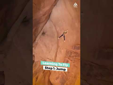 Woman Does Canyon Jump | People Are Awesome #extremesports #shorts #jump