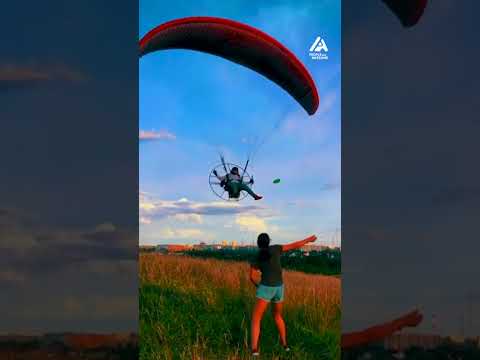 Guy Catches Frisbee With Feet While Flying Paramotor | People Are Awesome #shorts