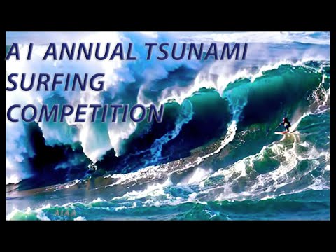A I TSUNAMI SURFING COMPETITION – Daring Surfers Risk It All for Glory and Fame, Extreme Sports, Art